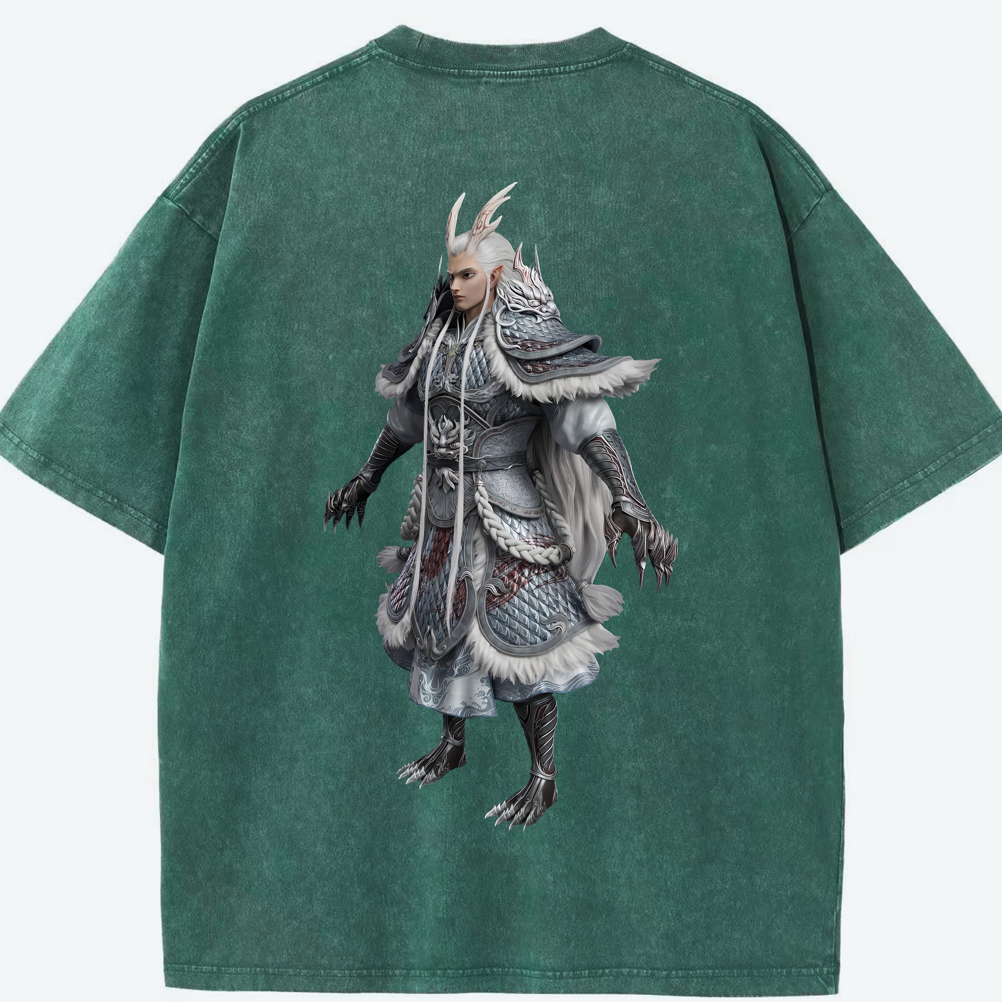 （画像用） Ne Zha 2 ナタ 魔童の大暴れ 綿100% ヴィンテージ風 半袖Tシャツ（背面プリント）